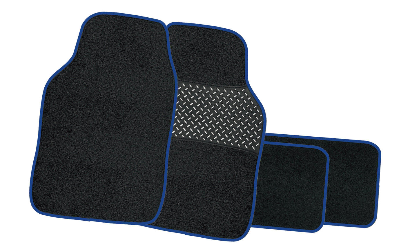 MATS - 4 PC CARPET - BLACK /BLUE TRIM