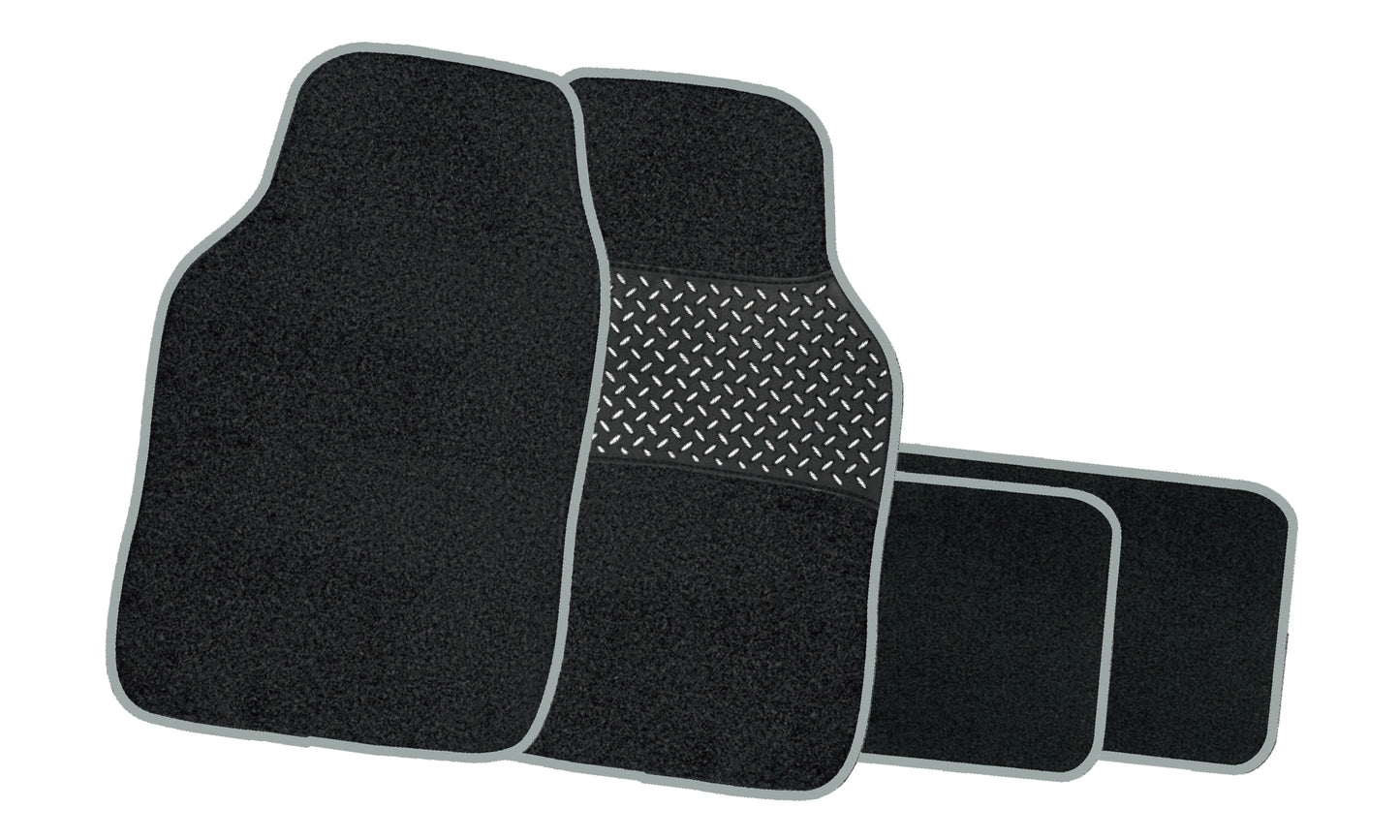 MATS 4PC CARPET - Black/Grey Trim