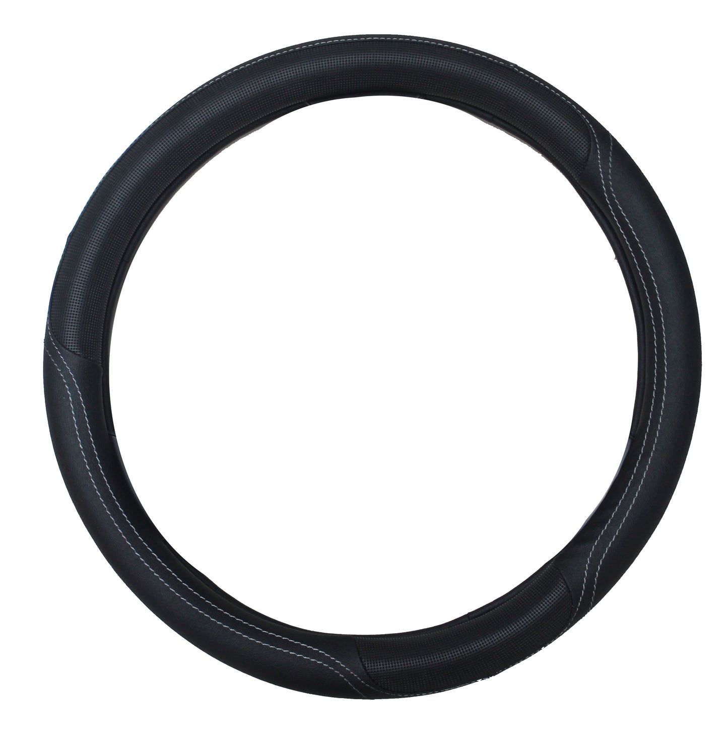 STEERING WHEEL COVER - BLACK W/WHITE STITCH