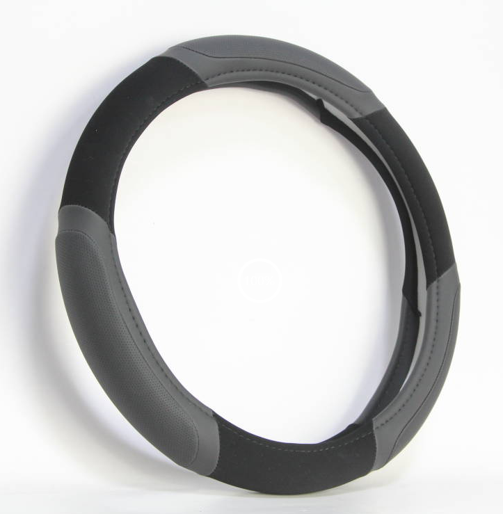 STEERING WHEEL COVER - BLACK & DARK GREY MAXI GRIP (M)
