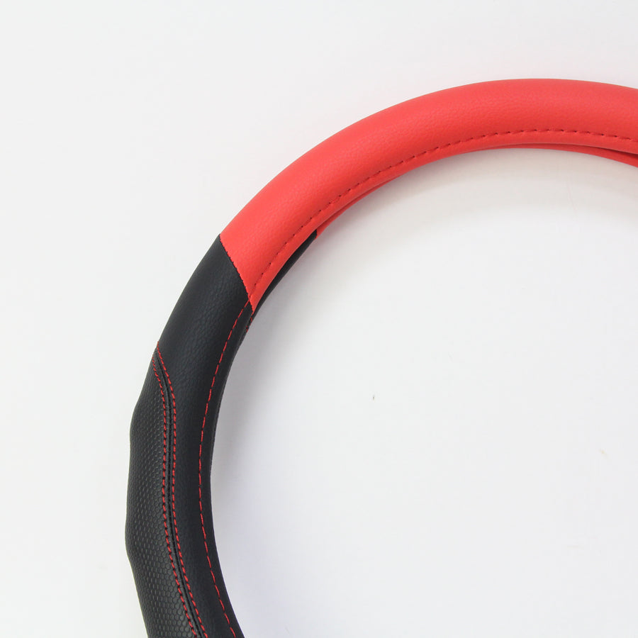 STEERING WHEEL COVER - ACA DELUXE BLACK & RED (M)