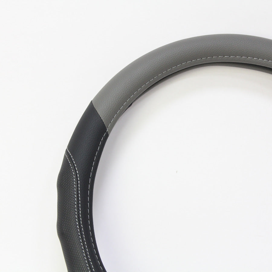 STEERING WHEEL COVER - ACA DELUXE BLACK & GREY (L)