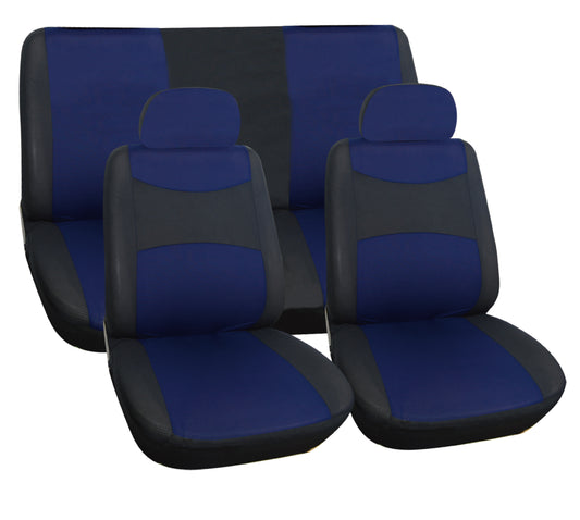 TRENDY SEAT COVER - 6PC, Black/Navy