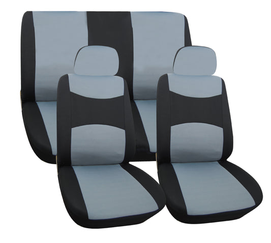 TRENDY SEAT COVER - 6PC, Black/Silver