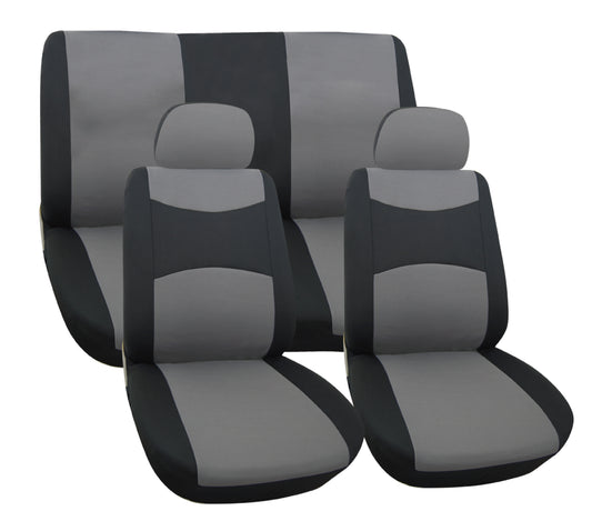 TRENDY SEAT COVER - 6PC, Black/Grey