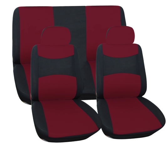 TRENDY SEAT COVER - 6PC, Black/Burgundy