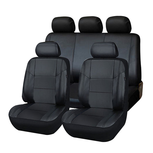 LEATHERETTE SEAT COVER - 9PC, Black