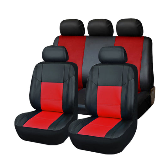 LEATHERETTE SEAT COVER - 9PC, Black/Red