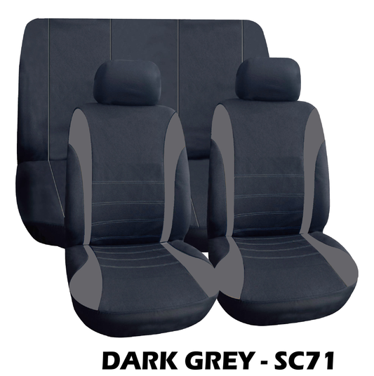 ELEGANT SEAT COVER - 6PC, Black/ Dark Grey