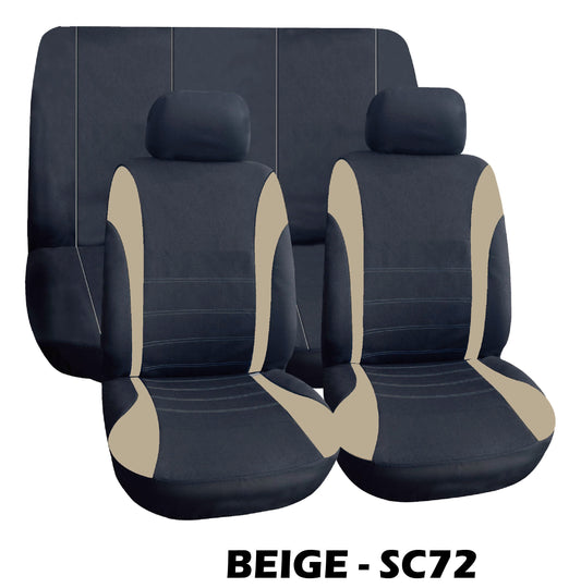 ELEGANT SEAT COVER - 6PC, Black/Beige