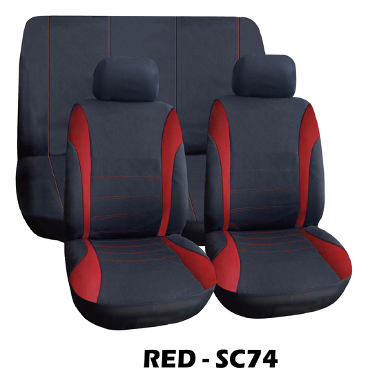 ELEGANT SEAT COVER - 6PC, Black/Red