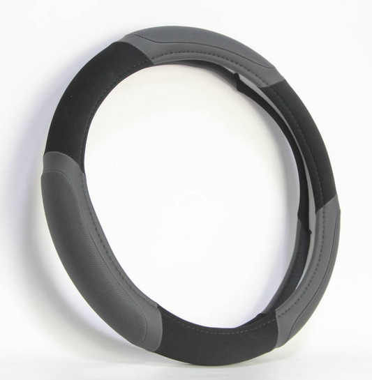 STEERING WHEEL COVER  - BLACK & DARK GREY MAXI GRIP (M)