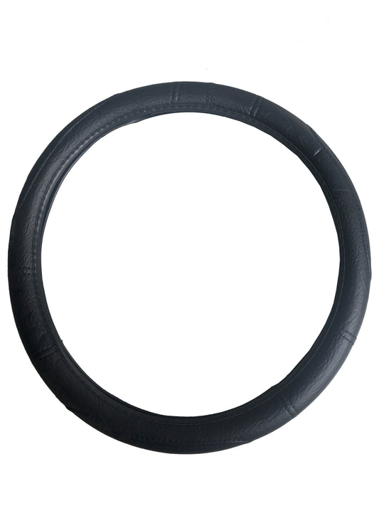 STEERING WHEEL COVER - BLACK LEATHER LOOK (S)