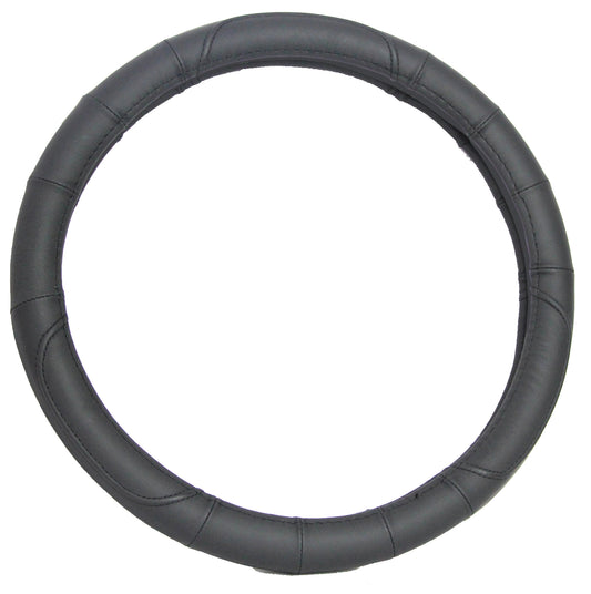 STEERING WHEEL COVER - BLACK ACA LEATHER (M)