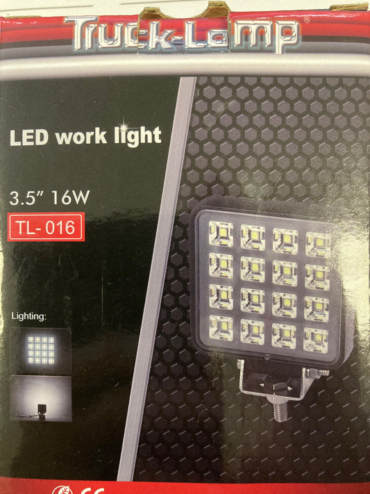 WORK LAMP - 3.5" 16LED, SQUARE, 1500lm (9-24V) - 87(h) x 90(l) x 30(w)